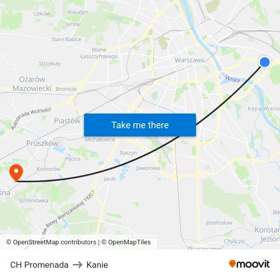 CH Promenada to Kanie map