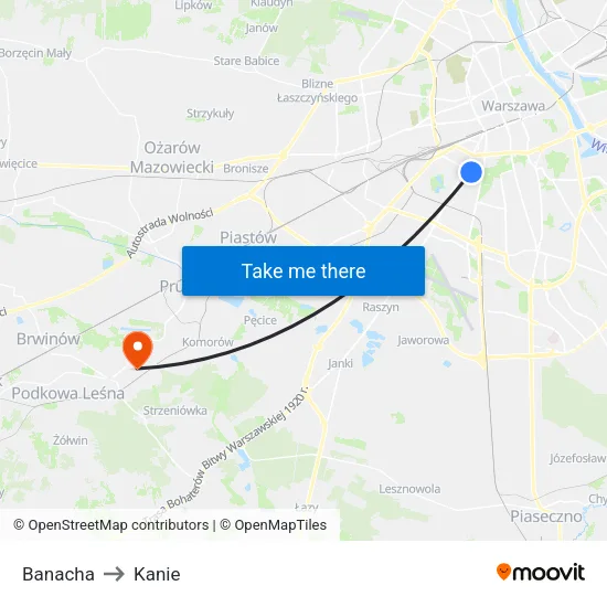 Banacha to Kanie map