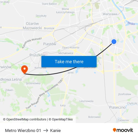 Metro Wierzbno 01 to Kanie map