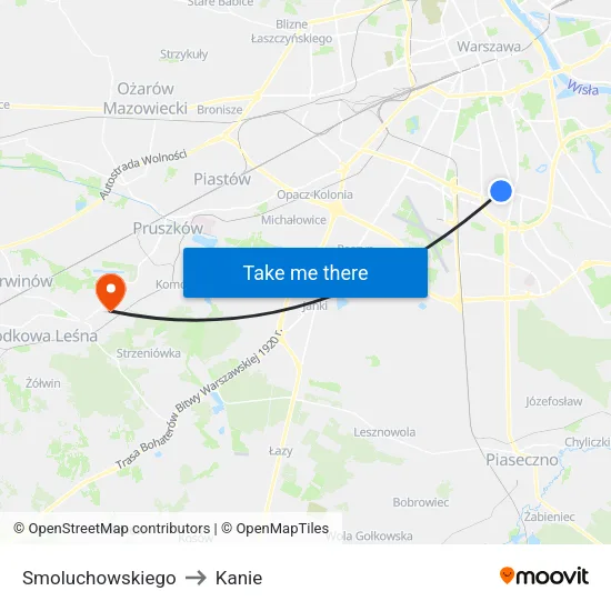 Smoluchowskiego to Kanie map
