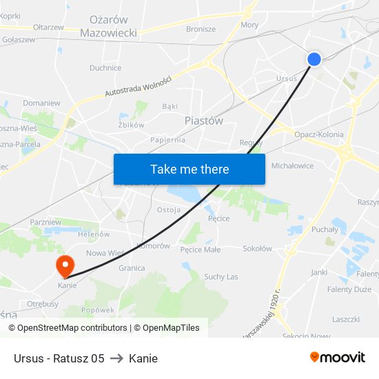 Ursus - Ratusz 05 to Kanie map