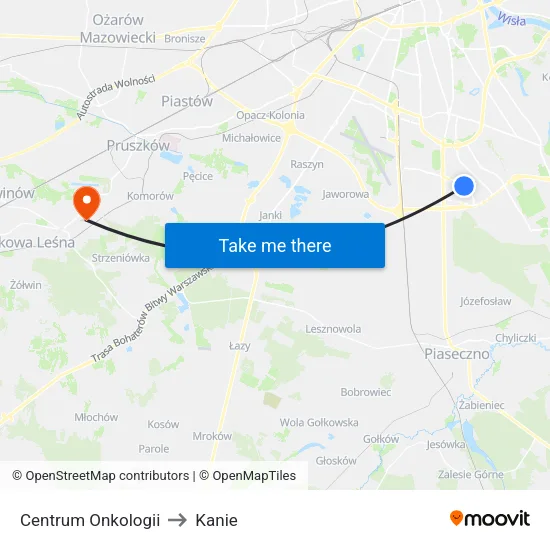 Centrum Onkologii to Kanie map