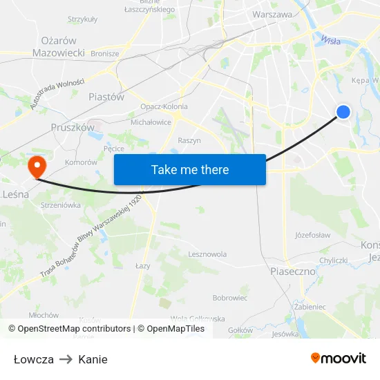 Łowcza to Kanie map