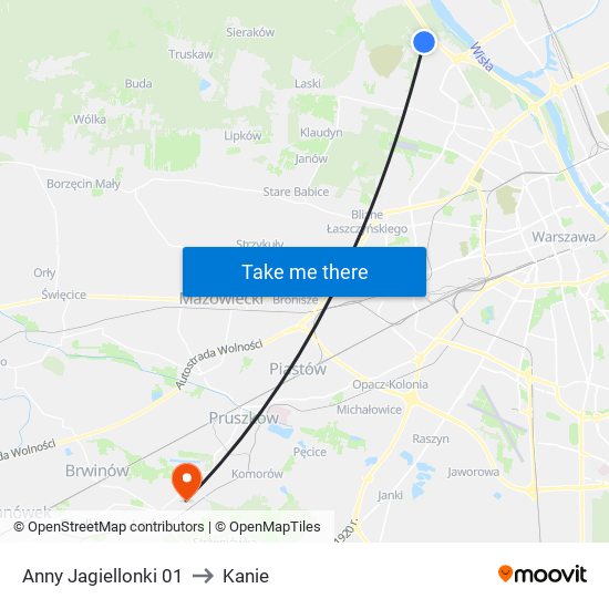 Anny Jagiellonki to Kanie map