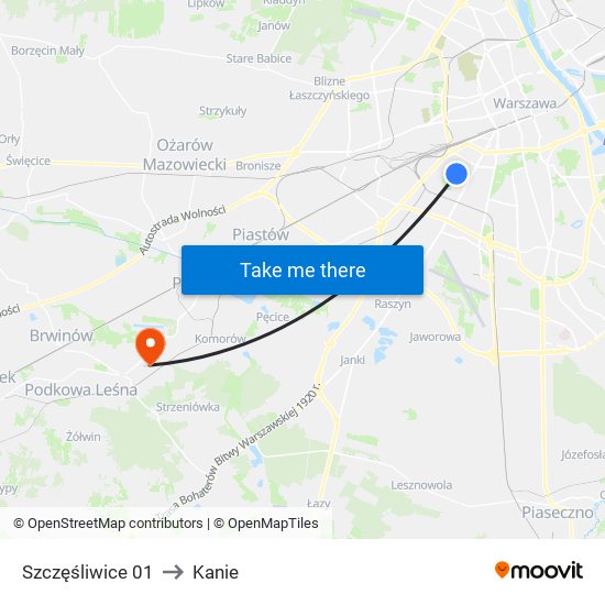 Szczęśliwice 01 to Kanie map