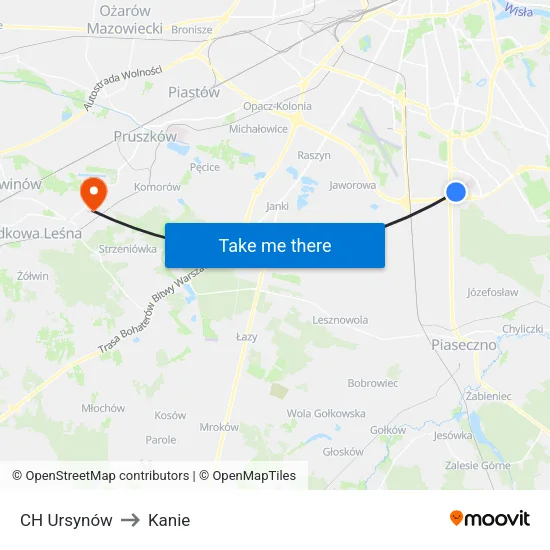CH Ursynów to Kanie map
