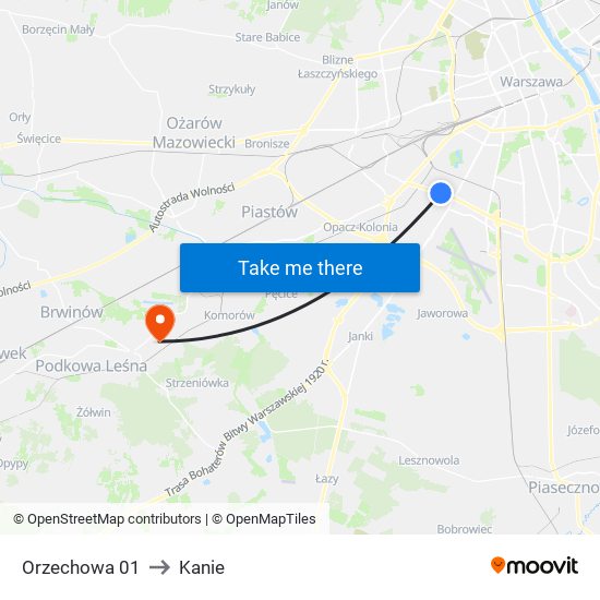 Orzechowa 01 to Kanie map