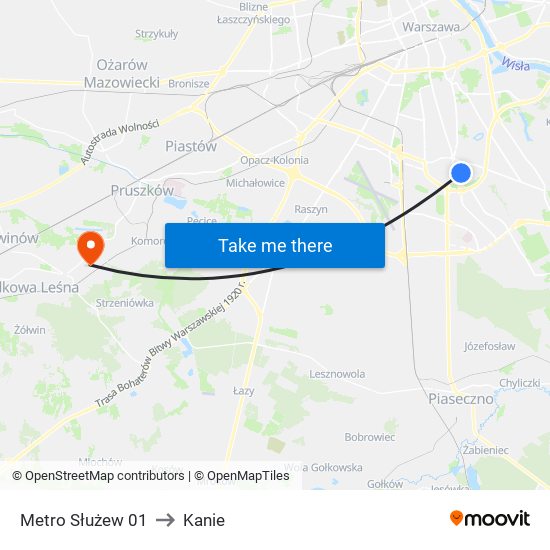 Metro Służew 01 to Kanie map