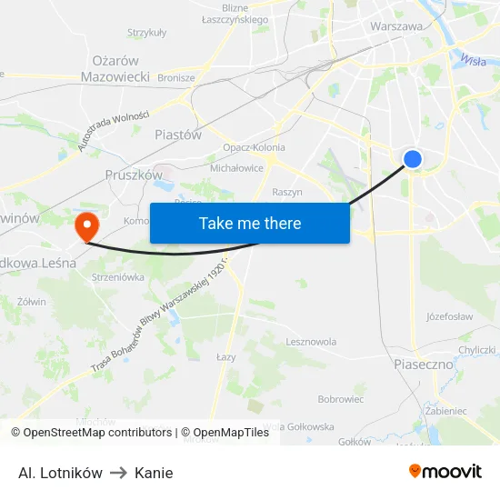 Al. Lotników to Kanie map