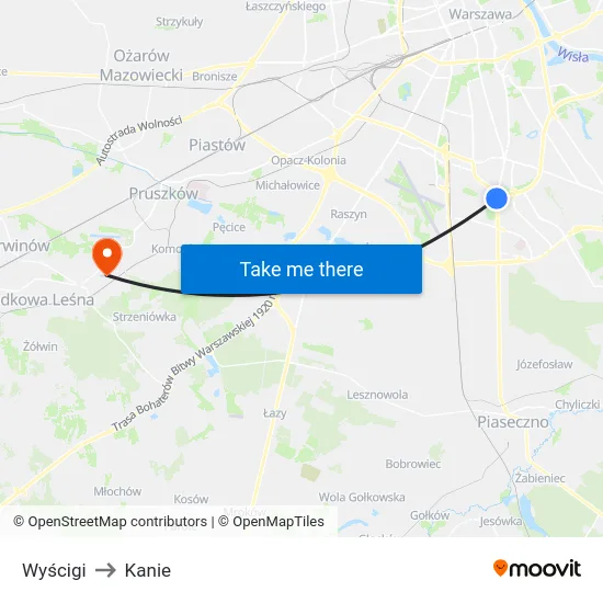Wyścigi to Kanie map