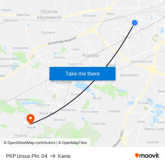 PKP Ursus Płn. 04 to Kanie map