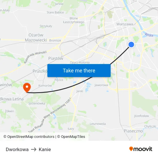 Dworkowa to Kanie map