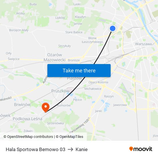 Hala Sportowa Bemowo 03 to Kanie map