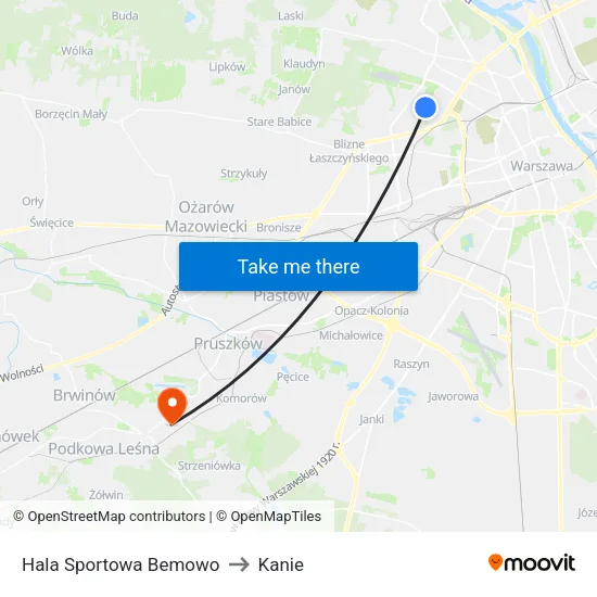 Hala Sportowa Bemowo to Kanie map