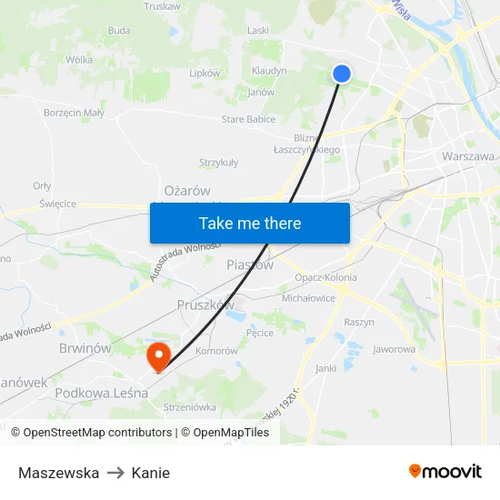 Maszewska to Kanie map