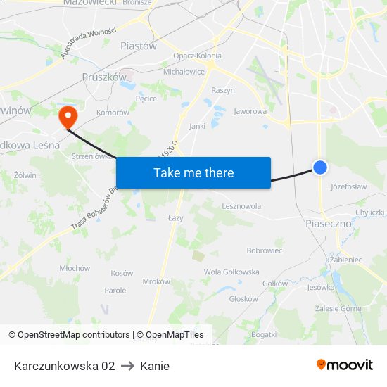 Karczunkowska to Kanie map