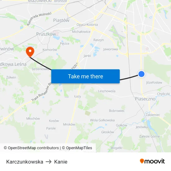 Karczunkowska to Kanie map