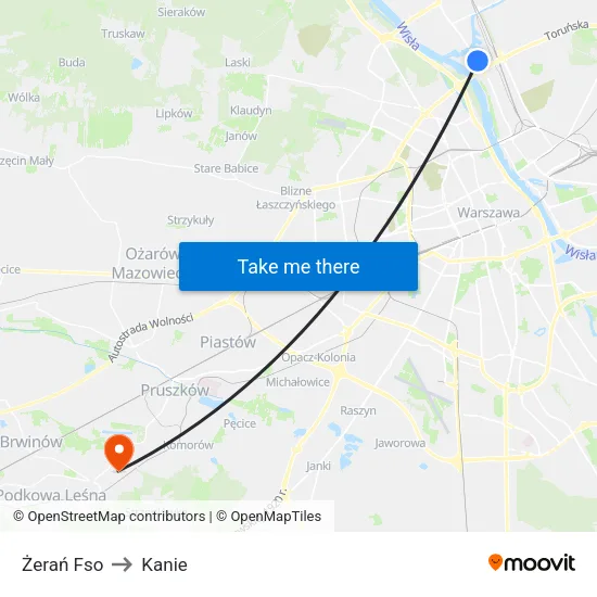 Żerań Fso to Kanie map
