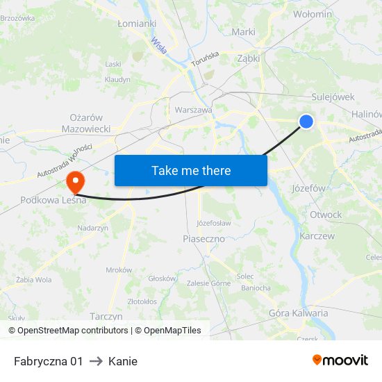 Fabryczna 01 to Kanie map