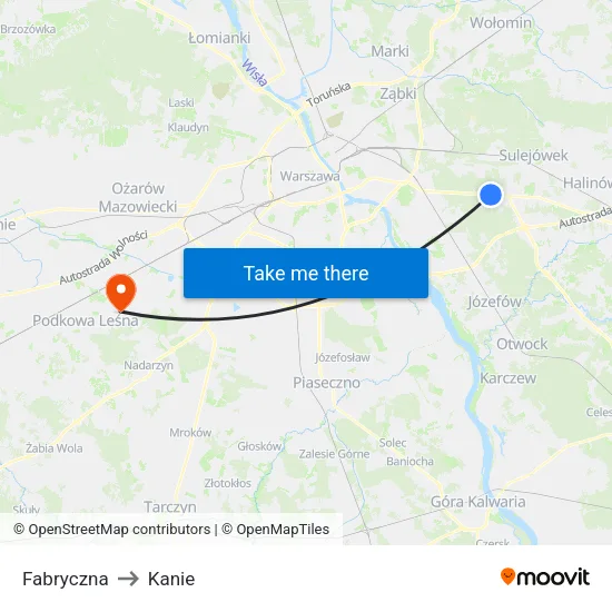 Fabryczna to Kanie map
