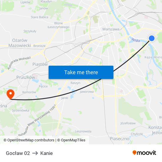 Gocław 02 to Kanie map