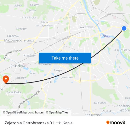 Zajezdnia Ostrobramska 01 to Kanie map