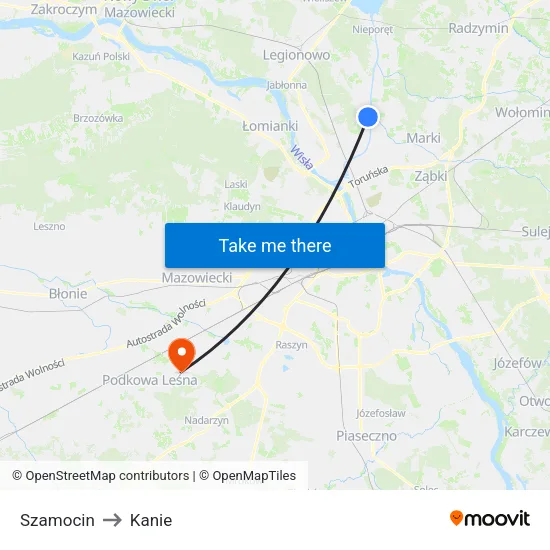 Szamocin to Kanie map