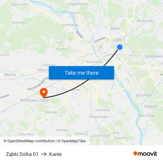 Ząbki Dzika 01 to Kanie map