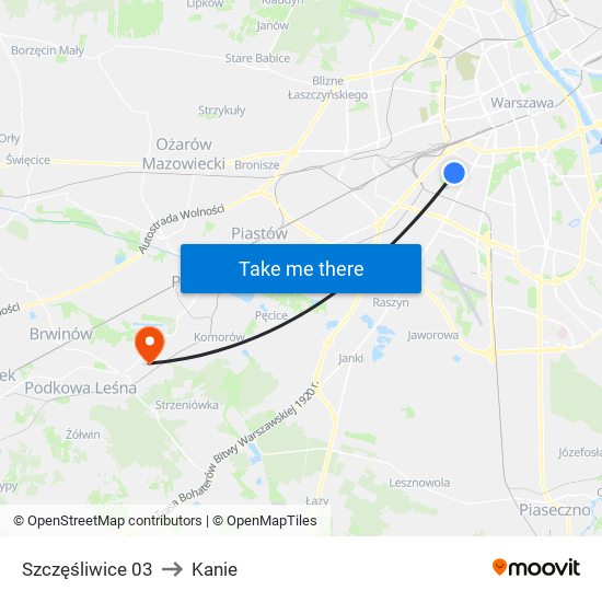 Szczęśliwice 03 to Kanie map