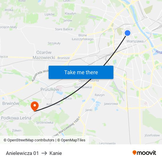Anielewicza 01 to Kanie map