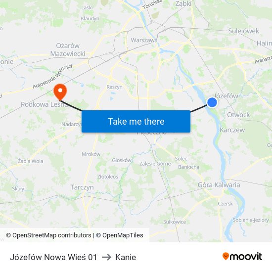 Józefów Nowa Wieś to Kanie map