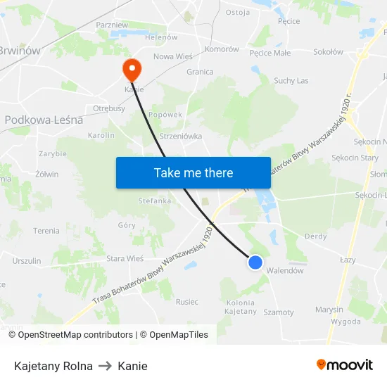 Kajetany Rolna to Kanie map