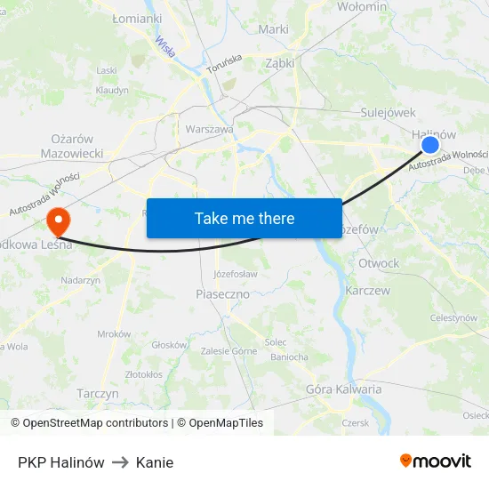 PKP Halinów to Kanie map