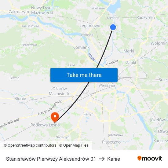 Stanisławów Pierwszy Aleksandrów 01 to Kanie map