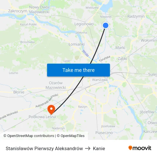 Stanisławów Pierwszy Aleksandrów to Kanie map