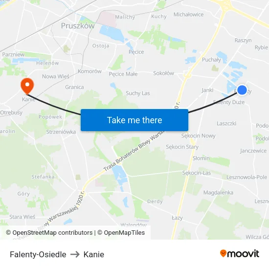 Falenty - Osiedle to Kanie map