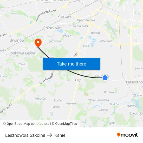 Lesznowola Szkolna to Kanie map