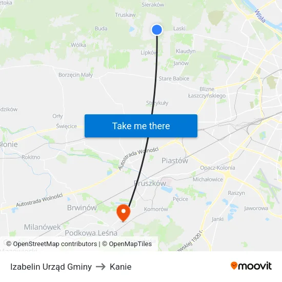 Izabelin Urząd Gminy to Kanie map