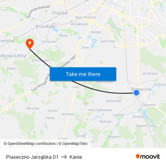 Piaseczno Jarząbka 01 to Kanie map