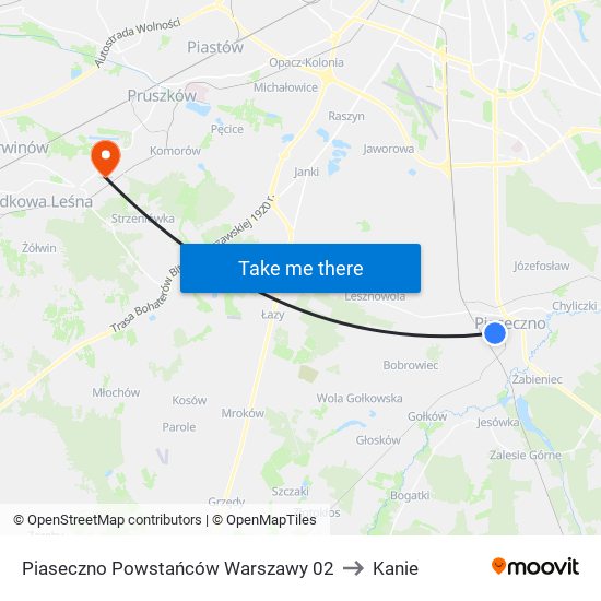 Piaseczno Powstańców Warszawy 02 to Kanie map