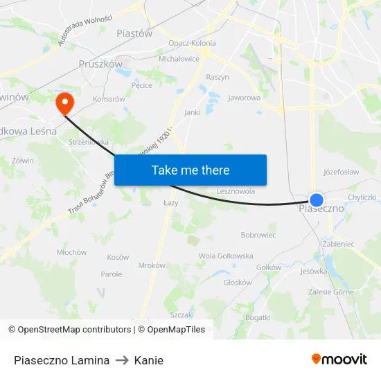 Piaseczno Lamina to Kanie map