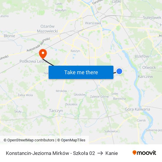 Konstancin-Jeziorna Mirków - Szkoła 02 to Kanie map