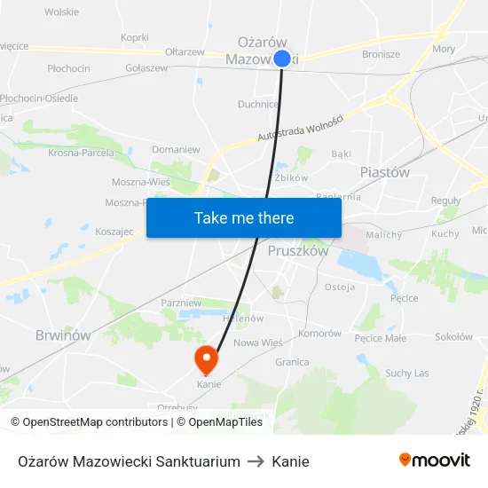 Ożarów Mazowiecki Sanktuarium to Kanie map