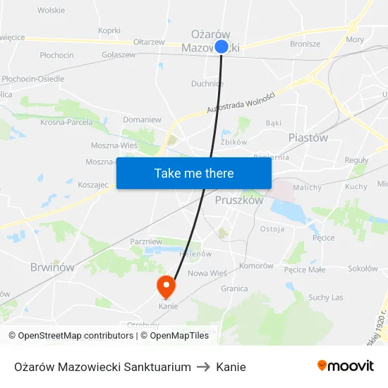 Ożarów Mazowiecki Sanktuarium to Kanie map