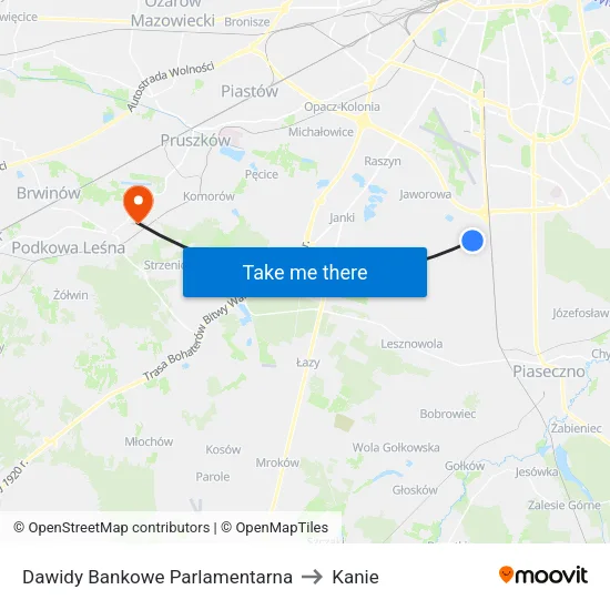 Dawidy Bankowe Parlamentarna to Kanie map
