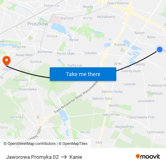 Jaworowa Promyka 02 to Kanie map