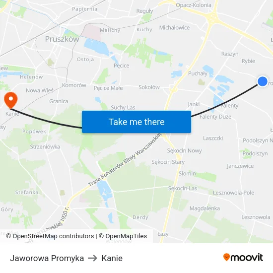 Jaworowa Promyka to Kanie map