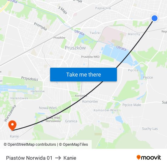 Piastów Norwida 01 to Kanie map