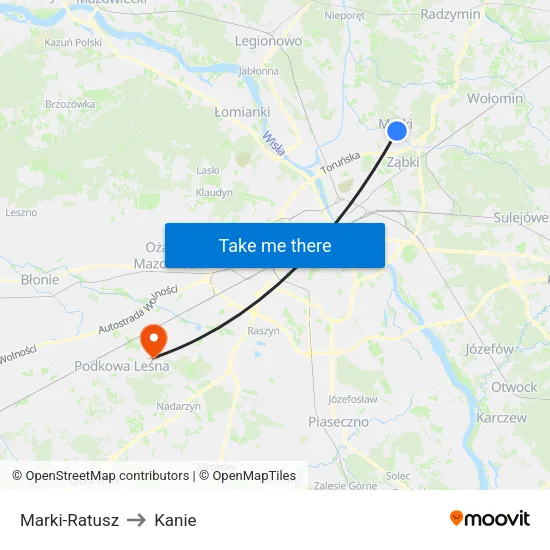 Marki - Ratusz to Kanie map