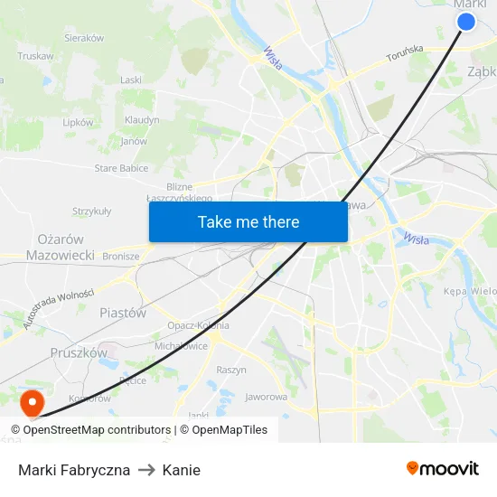 Marki Fabryczna to Kanie map